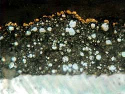 The image shows thin film of gold dust was applied on top of the first coating of Zinga